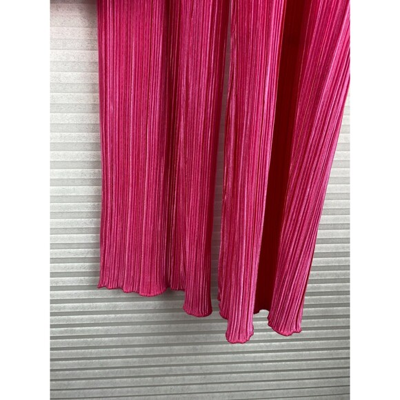 Fashion Nova 2pc Pants Top Sz S Pink Ribbed Long Sleeve Button Down V-Neck Sheer - Picture 7 of 16